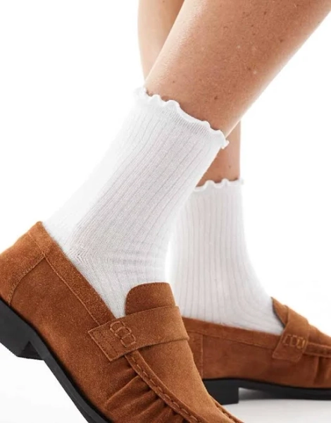 Pieces Ribbed Frill Socks