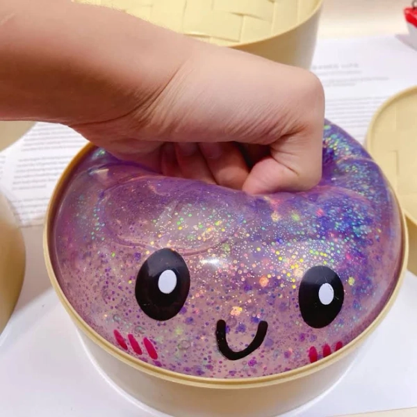 4pcs/Full Case 15cm Jelly Glitter Big Baozi Squishy Toy, Slow Rising Cute Simulated Bun Stress