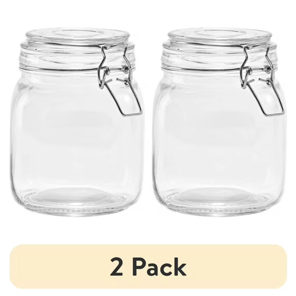 (2 pack) Mainstays Glass 38 oz Lock Lid Storage Jar Canister