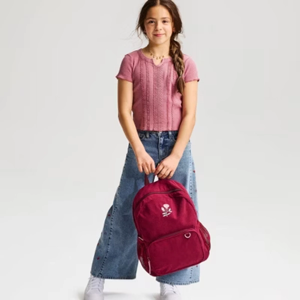 Girls' Short Sleeve Fitted Lace Trim Waffle Knit T-Shirt - Cat & Jack™ Mauve M