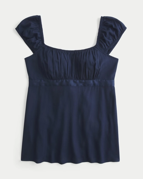 Easy Satin Tie Babydoll Top