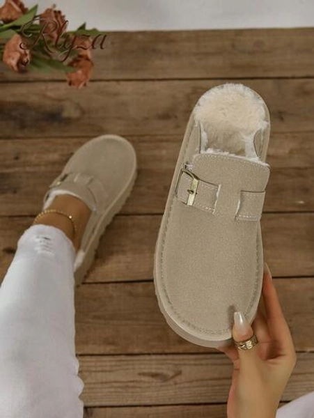 Autumn/Winter Increase Height Half Inclined Outwear Casual Fashionable All-Match Fluffy Women's Wedge & Thick Bottom Shoes,Fur Shoes,Mule Shoes