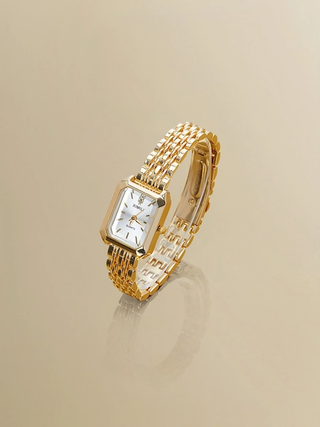 NobleVue 1pc Creative Women's Roman Numeral Small Dial Square Metal Chain Quartz Watch, Suitable For Back To School, Daily Matching, Birthday, Women's Gift, Anniversary, Singles' Day, Mother's Day And Other Holidays, No Gift Box