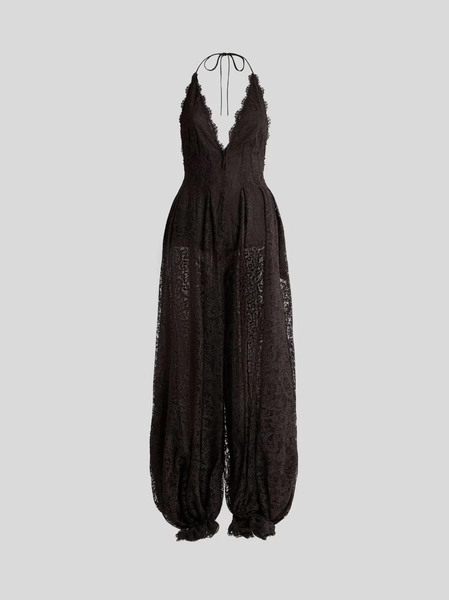 LACE JUMPSUIT WITH PAISLEY MOTIF