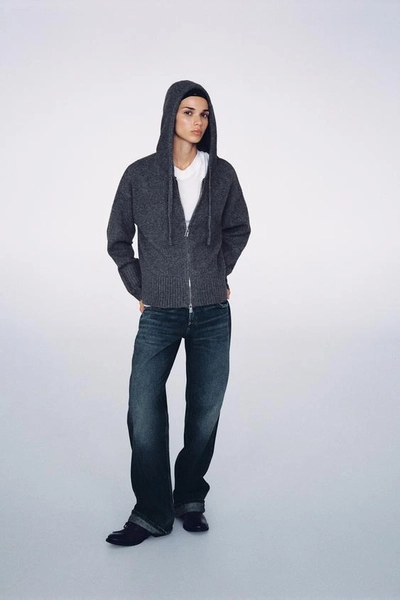 SWEAT EN MAILLE À CAPUCHE - Gris moyen - S