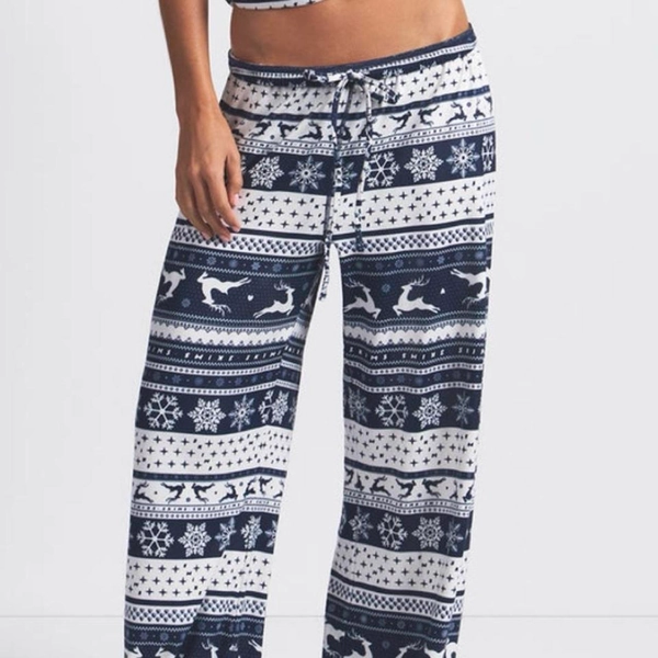 Skims Logo Plush Pointelle Pant in Navy Deer...