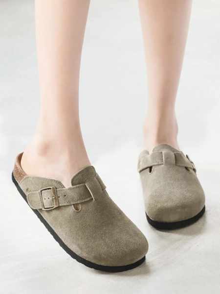 Men's And Women's Suede Clogs Leather Mules Cork Footbed Sandals Potato Shoes With Arch Support,Trendy Sandals