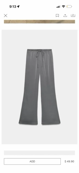 Zara - Satin Drawstring Pants - Black / White - S - Woman