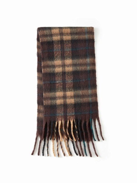 PLAID FRINGED SCARF