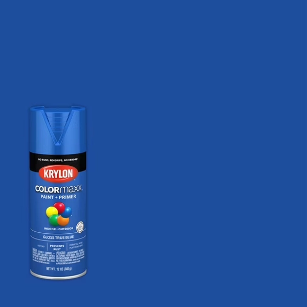 Krylon COLORmaxx Gloss True Blue Spray Paint and Primer, 12 oz