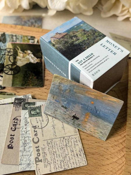 100pcs/Pack Vintage Mini Monet's Letter Mini Memo Cards, Double-Sided, Scrapbooking Material Paper, School Supplies, Postcards ,Forest Animals, Insects, Floral, Butterfly, Planner, DIY Background, Stationery
