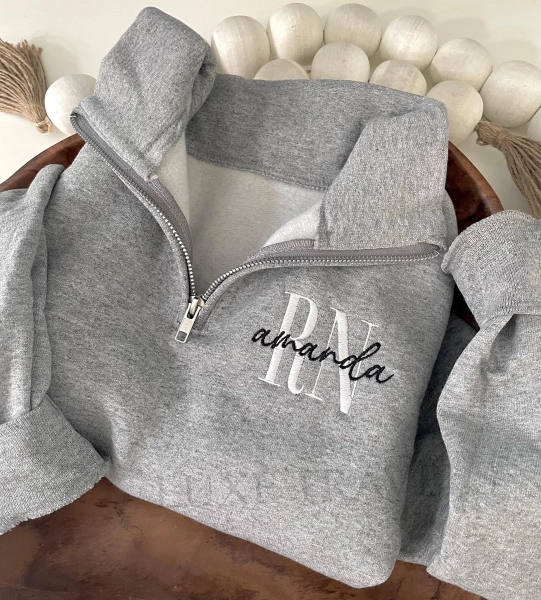 Nurse RN Quarter Zip Sweatshirt- Cute Doctor Gift- Hospital Apparel