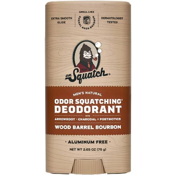 DR. SQUATCH Men's Natural Solid Deodorant Wood Barrel Bourbon - Aluminum-Free 2.65oz