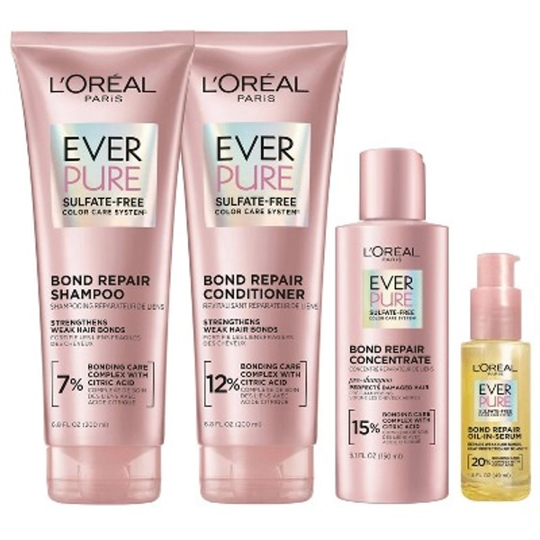 L'Oreal Paris EverPure Repair Color Care Conditioner 6.8 fl oz + 5.1 fl oz Shampoo Treatment + 6.8 fl oz Shampoo + 1.6 fl oz Heat Protectant