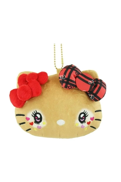 Hello Kitty Heisei Gyaru Face Keychain - Tartan Ribbon