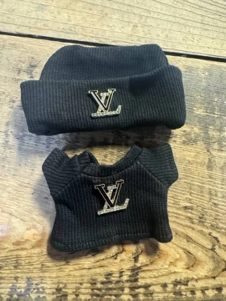Labubu Luxury Designer Inspired Clothes Black LV Knit