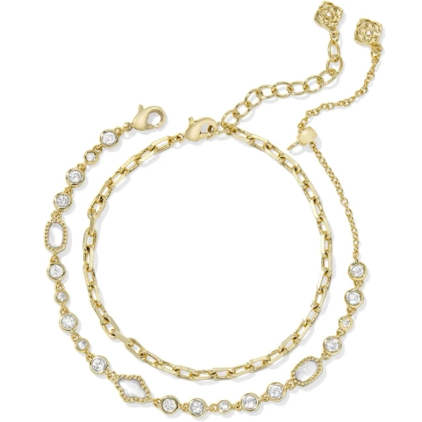 Kendra Scott Mini Elisa and Abbie Gold Set of 2 Delicate Chain Bracelets