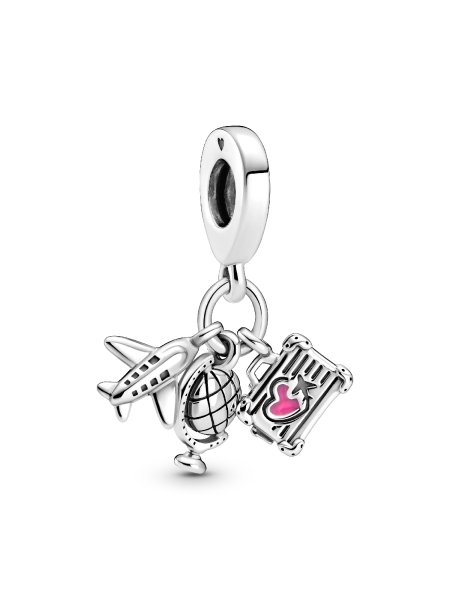Airplane, Globe & Suitcase Dangle Charm