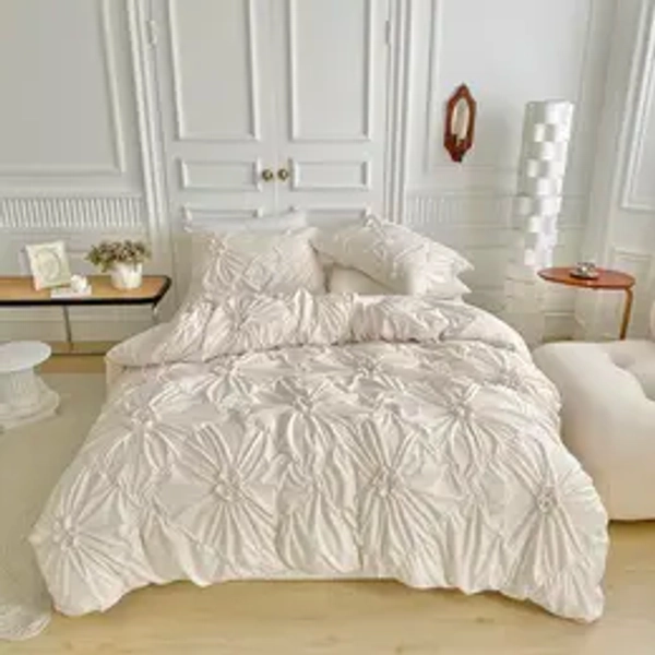 3 counts large floral quilt cover set, craft bedding set, modern style quilt cover set (1 duvet cover + 2 pillowcases), washable floral pleated craft, suitable for all seasons, the best choice as a gift, multiple colors and sizes available