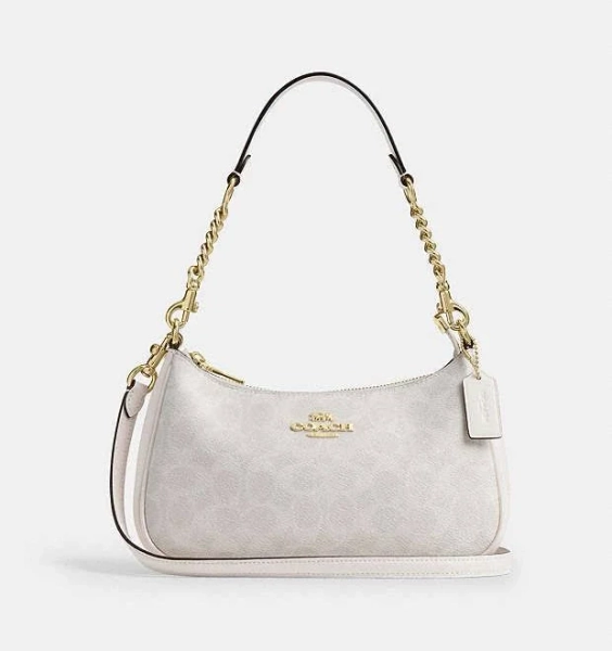 Coach Teri Shoulder Bag In Signature Canvas Signature Canvas-Gold-White-Chalk