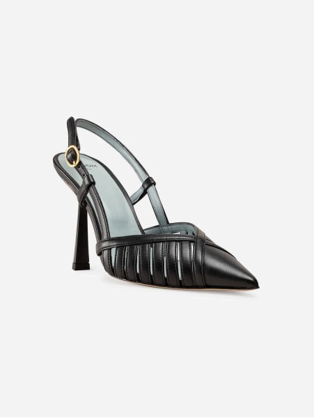 Lila Vegan Apple Leather Slingback Heels | Black - UK3 / EU36 / US5