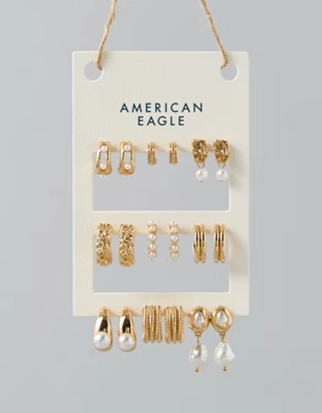 AE Pearl & Gold Earrings 9-Pack