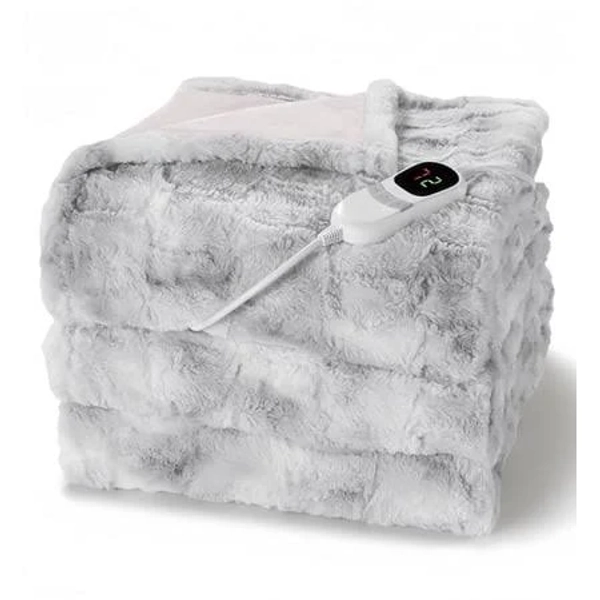 Marnur Heated Blanket Full Faux Fur Electric Blanket,10 Heating Levels