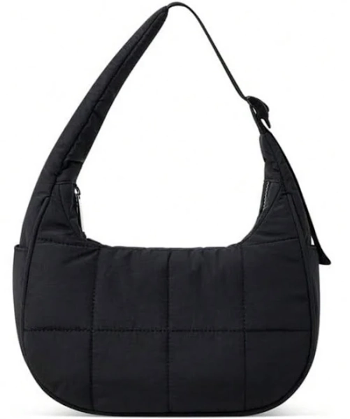 Nylon Puffer Shoulder Bag with Adjustable Strap