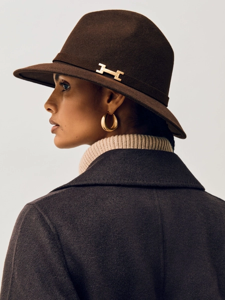 Reiss Chocolate Holly Wool Fedora