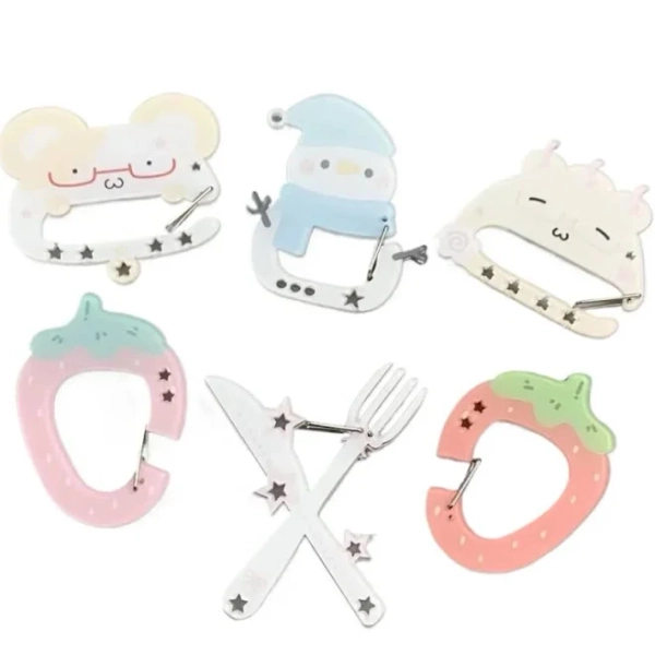 Calico critters Illustration trinkets keychain bag charm Acrylic decoration Carabiner Backpack