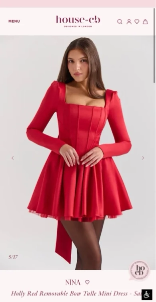 Nina Holly Red Removable Bow Tulle Mini Dress - SALE