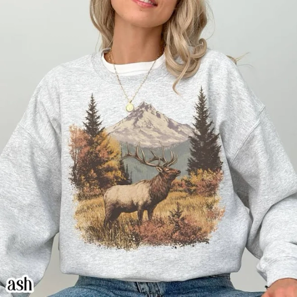 Retro Elk Crewneck Sweatshirt