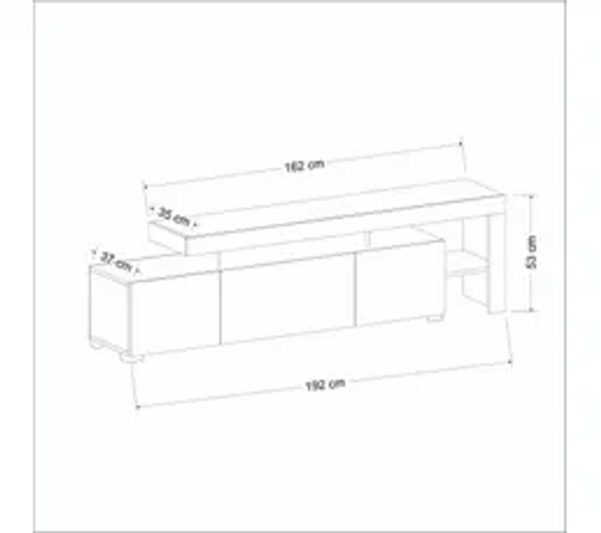 Meuble TV 3 Portes Décor Bois Travertin Cadre Ouvert Aura
