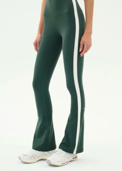 Raquel High Waist Flared Legging - Military/White