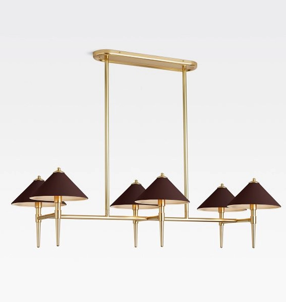 Rhone Linear Chandelier, 48" Width in Metal Shades