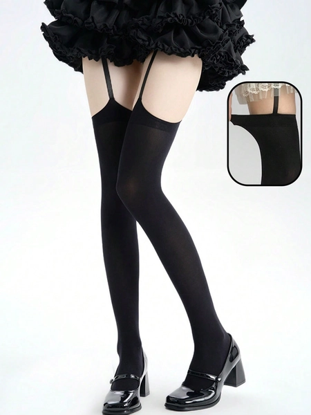 1pc Y2K Punk Style Suspender Socks, Sexy Dark Thigh High Stockings, Slim Fit