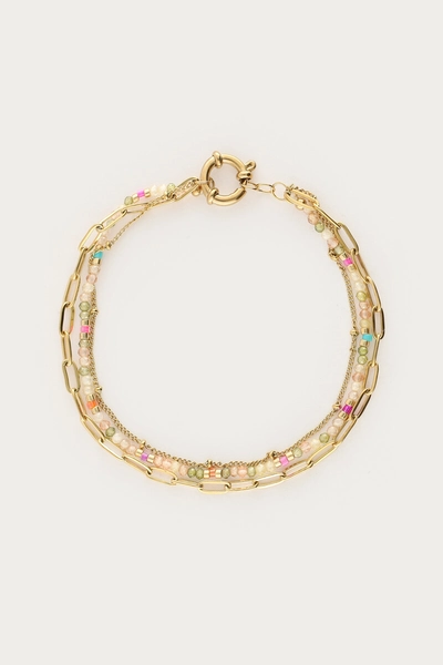 Botanical Dreifach-Armband mit hellgrünen Perlen | My Jewellery