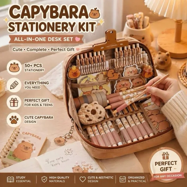 Capybara Stationery Set | Kawaii School Supplies Gift Box