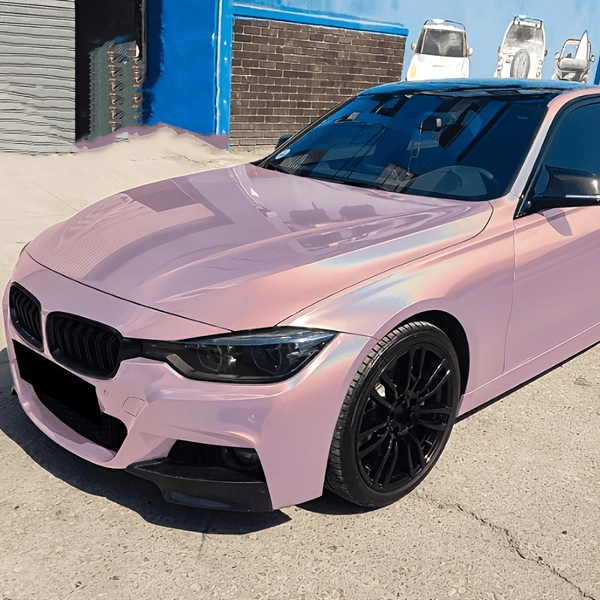 Rainbow Laser Pink 19.69inch*59.84inch Vehicle Wrap Film, Dazzling Pink Tone, Closely Conforms to Vehicle Body Curves, Smooth Application Without Wrinkles, Universal Fit for All Types of Passenger Vehicles