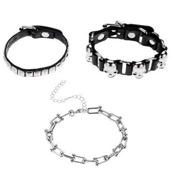 Spencer's 3-Pack Studded Skull Bracelets