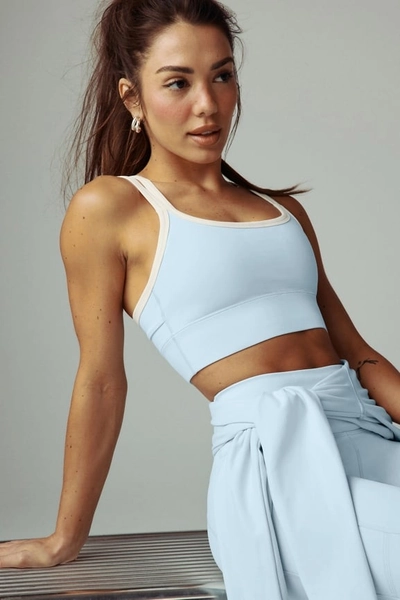 blue sports bra