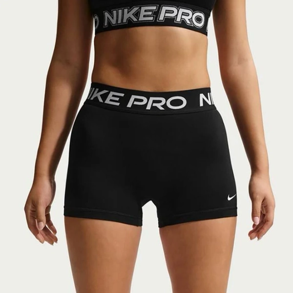 Nike Women's Nike Pro Dri-FIT Mid-Rise Biker Shorts 3 in Black/White - Women's Athletic Performance Bottoms at Academy Sports