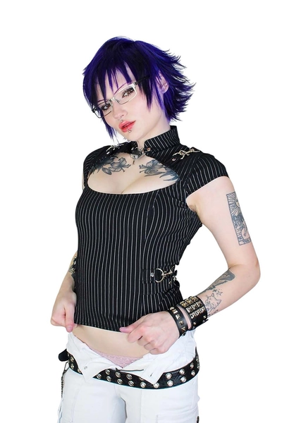 Pinstriped Gangsta Pranksta Lock Top