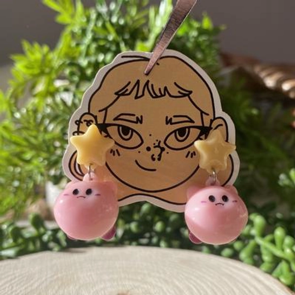 Kirby-Inspired Earrings l Handmade Pink Puffbal Character | Kawaii Gaming Accessories | Awesome and Unique Gift for Gamers & Fans of Cute