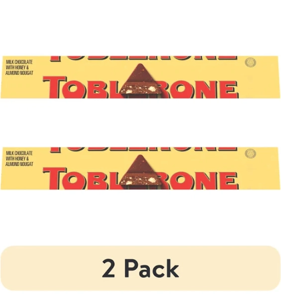 (2 pack) Toblerone Milk Chocolate Bar with Honey and Almond Nougat, 3.52 oz