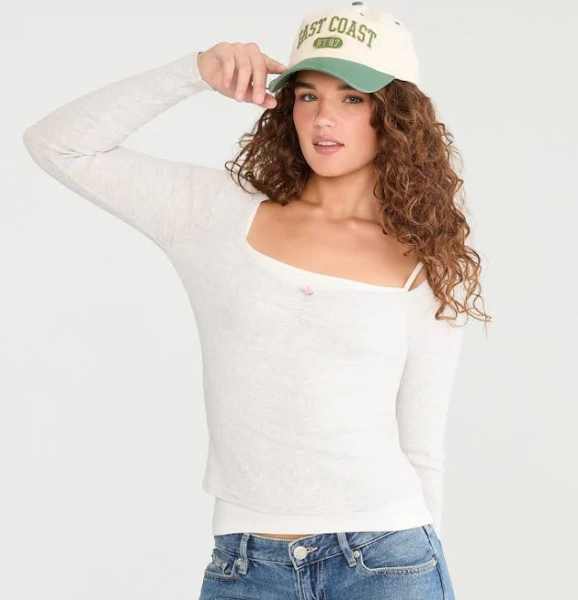Aeropostale Women's Long Sleeve Cinch-Front Tee