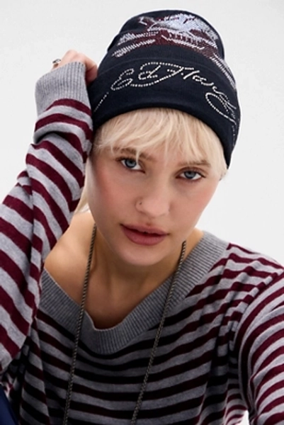 Ed Hardy Diamanté Skull Beanie