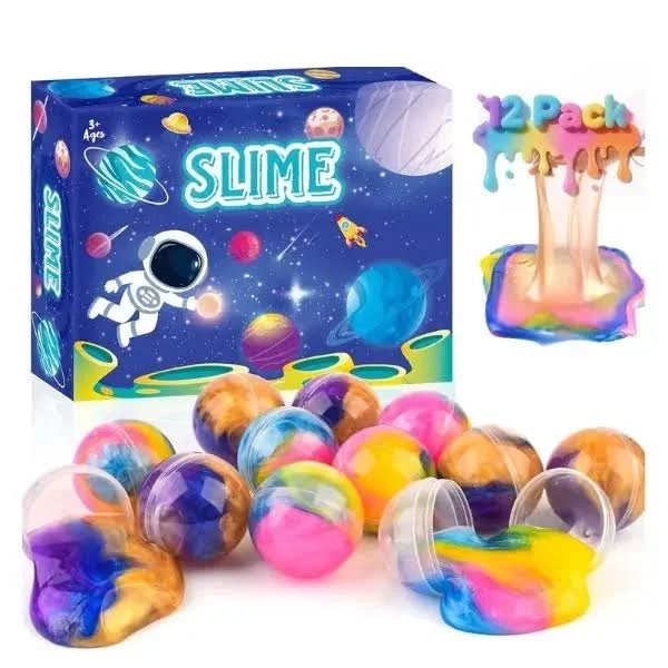 12 Pack Galaxy Slime Balls – Non-Sticky Slime Party Favors & Easter Basket Stuffers for Kids