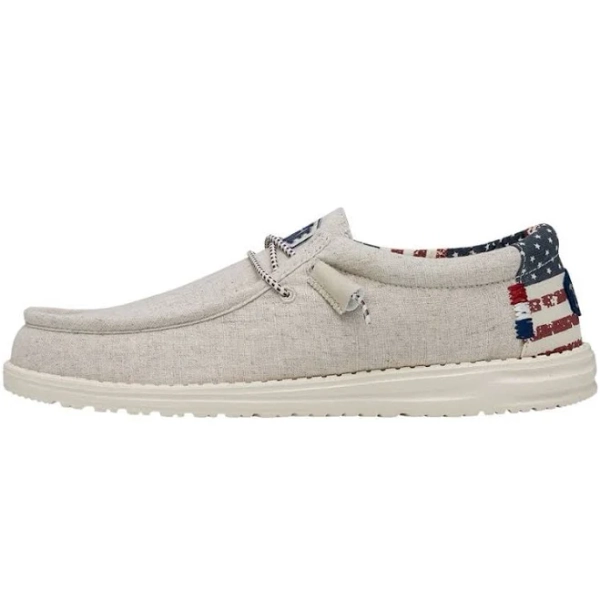 Men's Hey Dude Wally Off White Patriotic Shoes