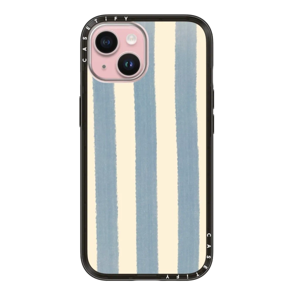 Compact iPhone 15 Case - Blue Stripes